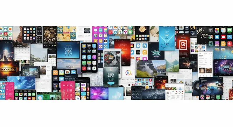 أنواع التطبيقات | شركات برمجة في مصر - شركات تصميم التطبيقات في مصر أيقونات توضح أنواع التطبيقات المختلفة مثل التطبيقات الأصلية والهجينة وتطبيقات الويب والتطبيقات بدون كود