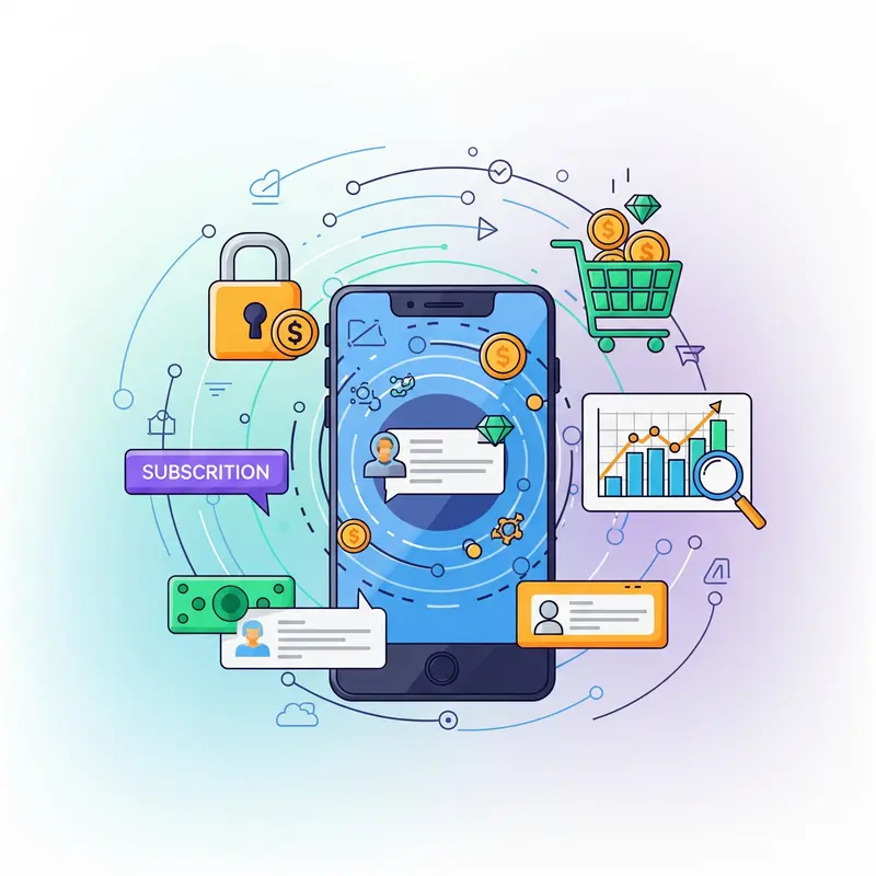 صورة توضح استراتيجيات الابتكار في نماذج الربح للتطبيقات وتحقيق الإيرادات بذكاء