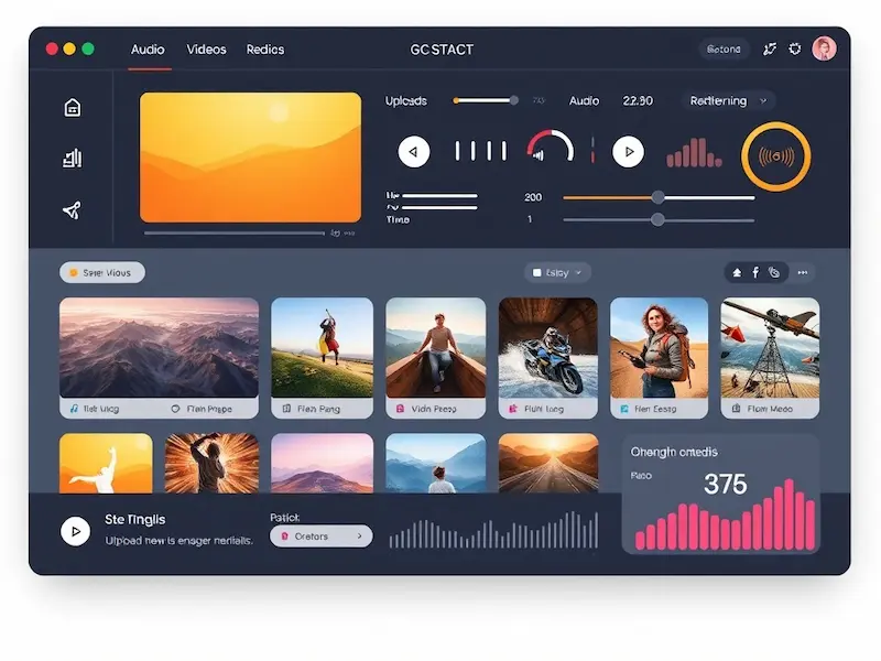 واجهة لوحة التحكم تعرض إدارة الصور والفيديوهات والملفات الصوتية بسهولة
