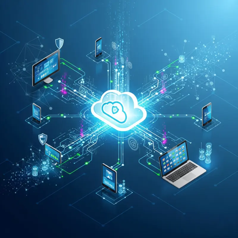 صورة توضح استخدام التقنيات السحابية في تطوير التطبيقات لضمان بيئة مرنة وآمنة