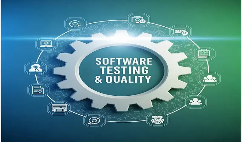 صورة توضح أنواع اختبارات البرمجيات ومراحل الاختبار داخل دورة تطوير البرامج