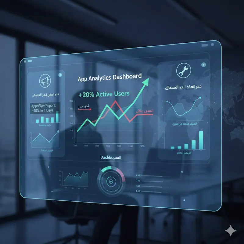 لوحة تحكم تعرض رسوم بيانية وتحليلات لمعدل تفاعل المستخدمين