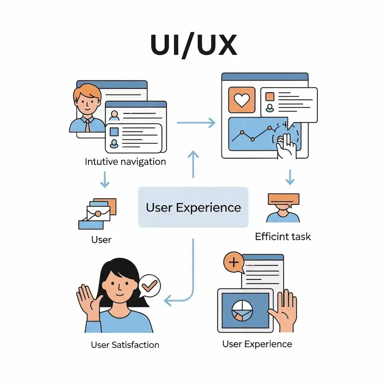 مخطط يوضح تسريع المهام وتقليل عدد النقرات في التطبيق