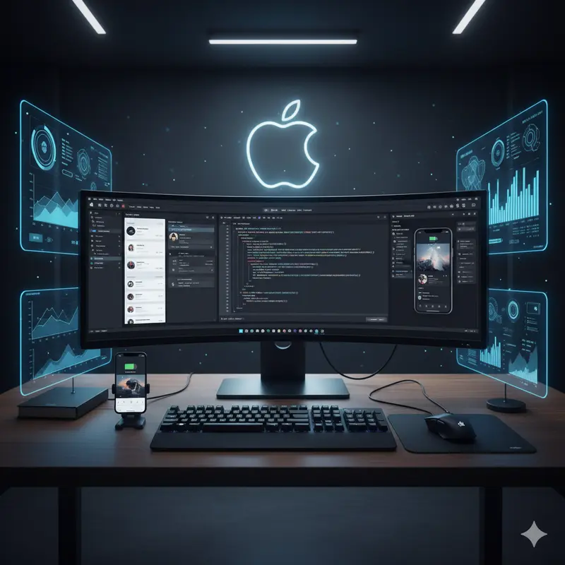 صورة رئيسية توضح خطوات صناعة تطبيق آيفون من الفكرة إلى الإطلاق