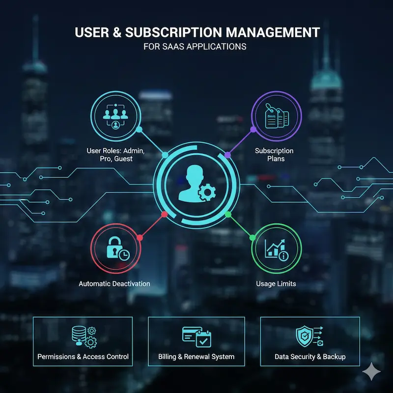 نظام إدارة المستخدمين والاشتراكات داخل تطبيق SaaS