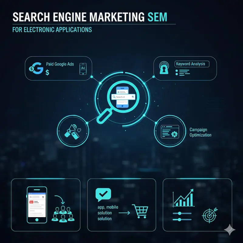 إعلانات محركات البحث للتسويق للتطبيقات الإلكترونية