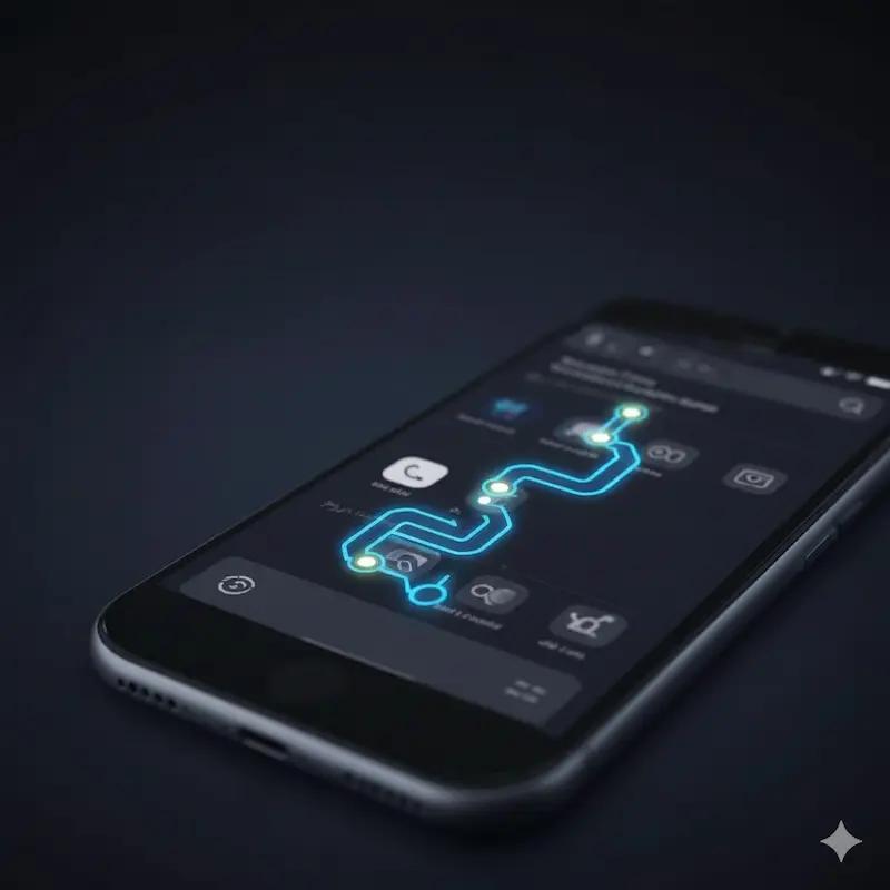 رسم توضيحي لتدفق المستخدم داخل التطبيق