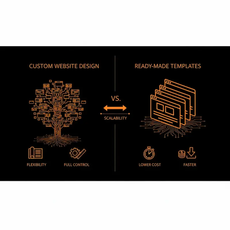 تصميم المواقع المخصصة مقابل القوالب الجاهزة | شركات برمجة في مصر - تصميم مواقع انترنت مقارنة بين تصميم موقع مخصص والقوالب الجاهزة