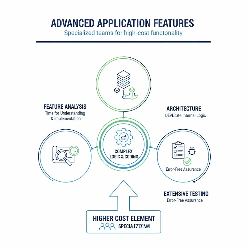 تأثير عدد الوظائف المتقدمة على تكلفة تصميم التطبيقات