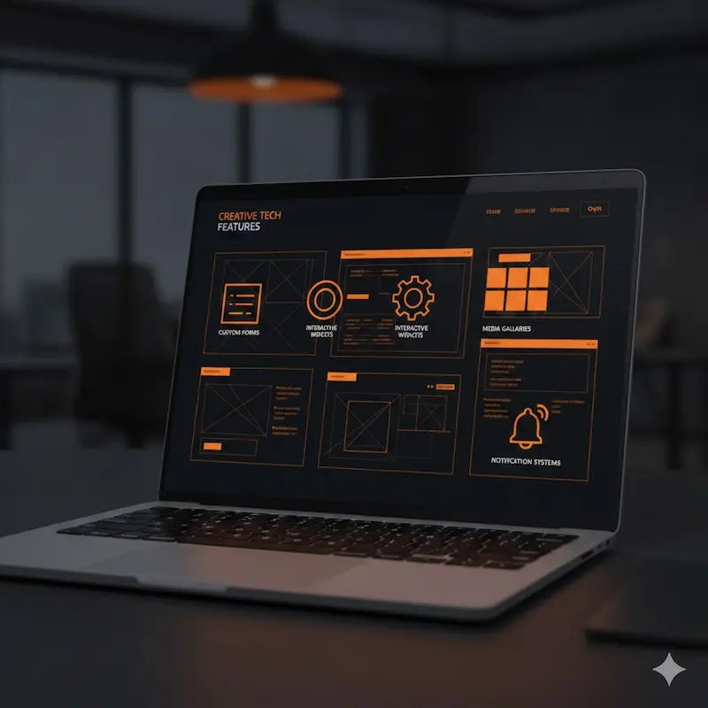 Creative website features with interactive tools