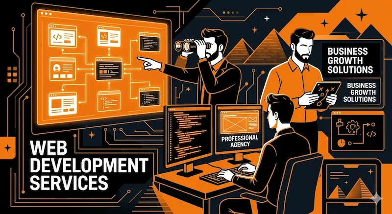 Web development agency team at work