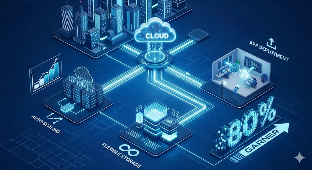 Cloud computing isometric diagram