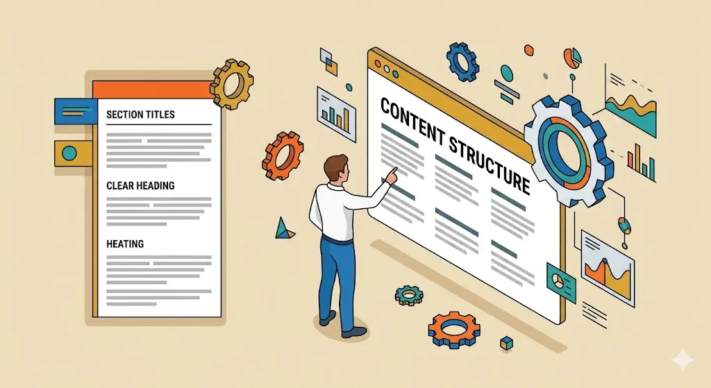 Organized website content with clear headings and spacing