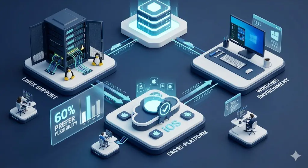 Cross-platform development tech illustration