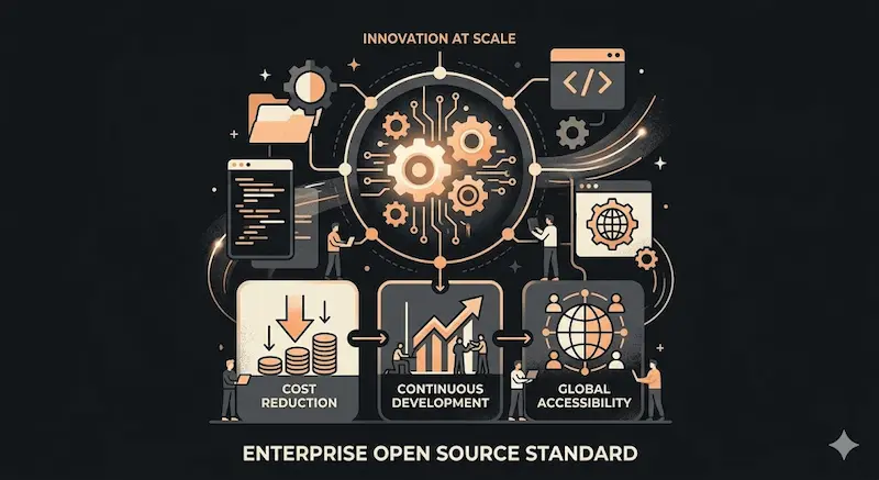 Open-source software benefits illustration