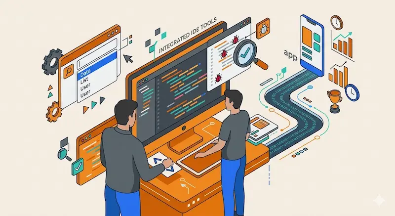 Integrated Development Environment IDE | شركات برمجة في مصر - شركة تصميم تطبيقات الجوال Developer using an IDE interface