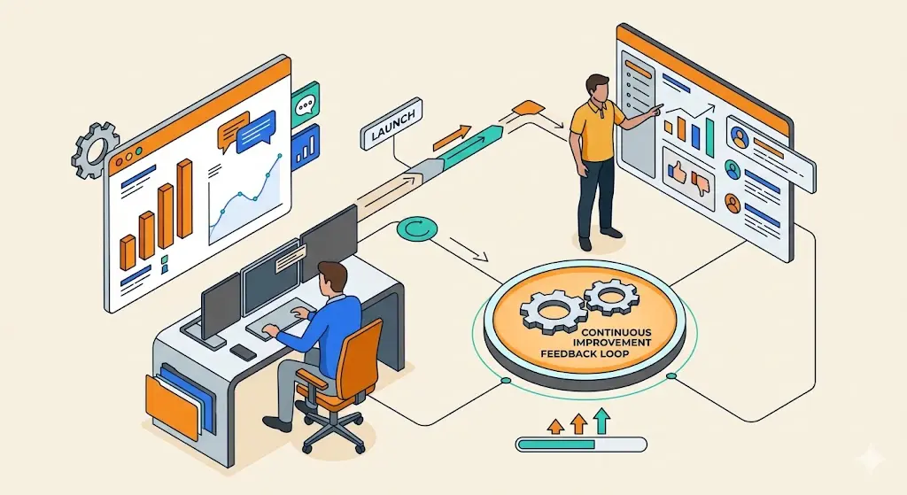 Launch and Continuous Improvement | شركات برمجة في مصر - شركة تصميم تطبيقات الجوال Product launch and continuous improvement