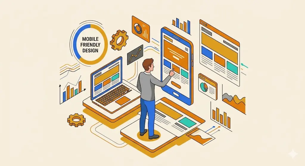 Mobile friendly website design on different screen sizes