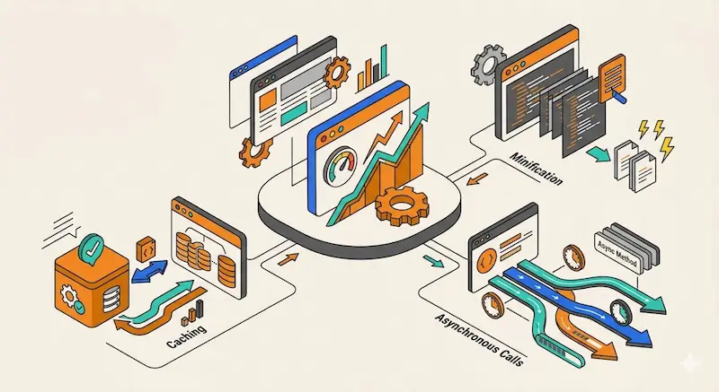 Performance Optimization | شركات برمجة في مصر - شركة تصميم تطبيقات الجوال Website performance optimization process