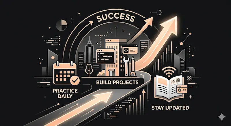 Tips for Success | شركات تصميم مواقع في مصر Full-stack developer following tips for success and growth